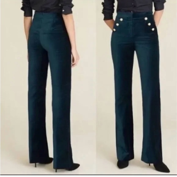 Maison D’ Amelie Pants - Emerald green velvet wide leg pants size 8